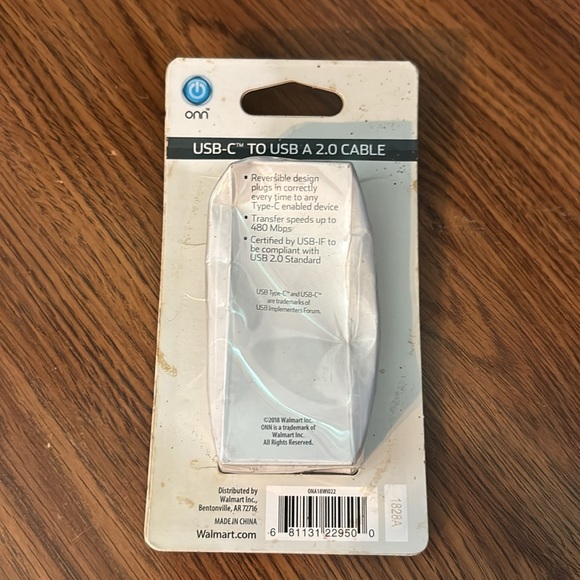NWT NIP ONN 3 Ft Foot USB-C to USB A 2.0 Cable Type 3 Cable with Reversible Plug - Picture 9 of 16